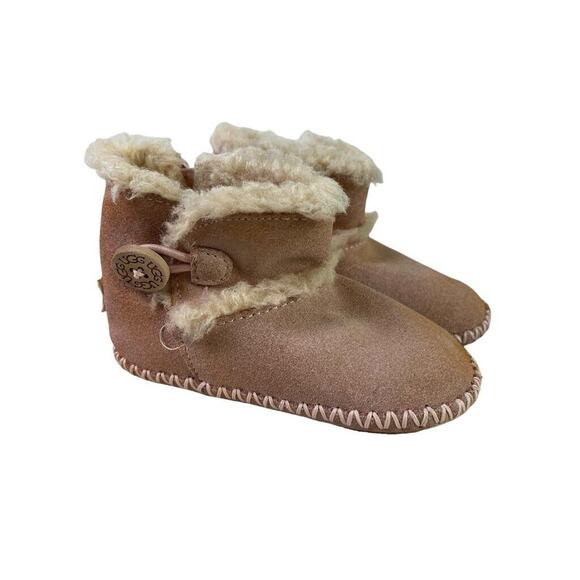 Ugg Lemmy 1012146I Baby Girl Pink Moccasisn Shearling Lined Suede Boots 4 / 5 - Picture 1 of 16